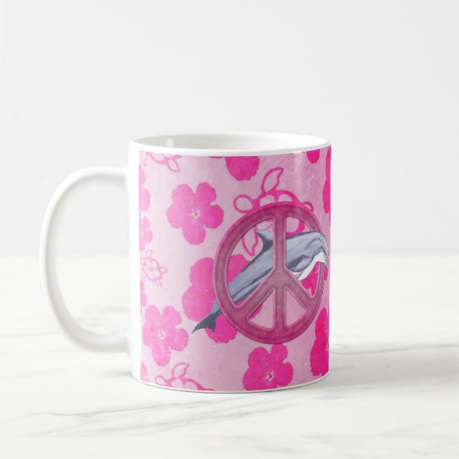 Dolphin Peace Pink Coffee Mug (Left)