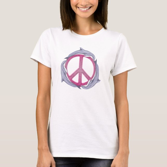 Dolphin Peace Pink T-Shirt (Front)