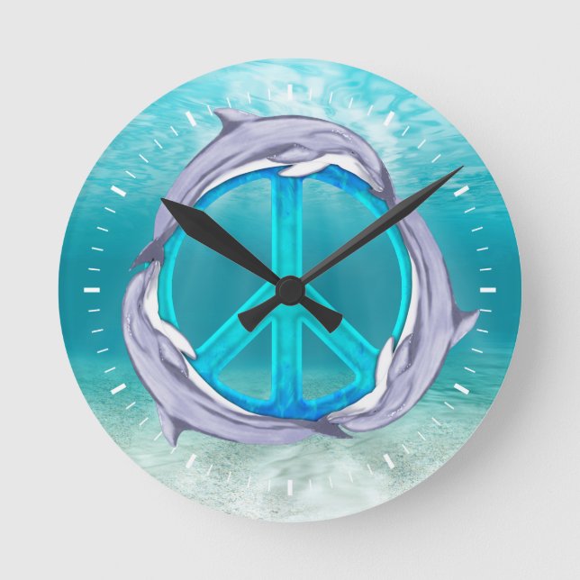 Dolphin Peace Round Clock (Front)