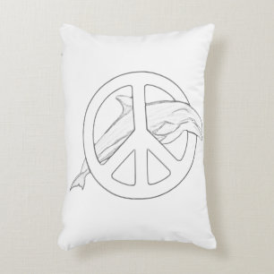 Dolphin Peace Sign Adult Coloring Pillow