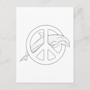 Dolphin Peace Sign Adult Coloring Postcard