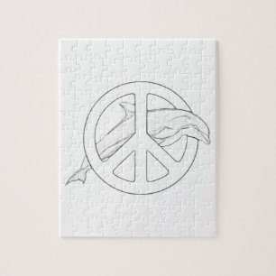 Dolphin Peace Sign Adult Coloring Puzzle
