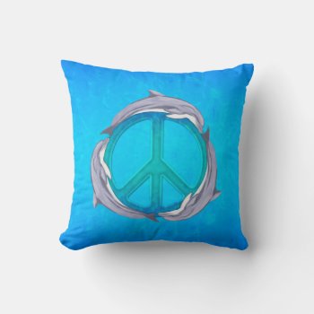 Dolphin Peace Throw Pillow by BailOutIsland at Zazzle