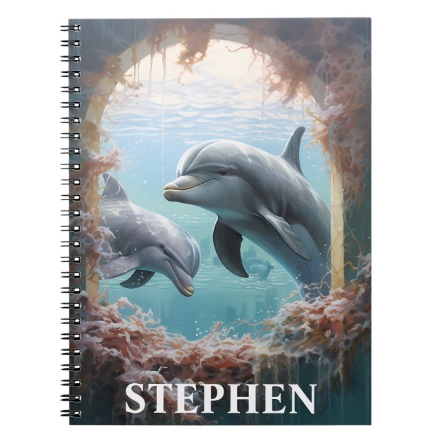 Dolphin Peeking Personalized  Notebook (Front)