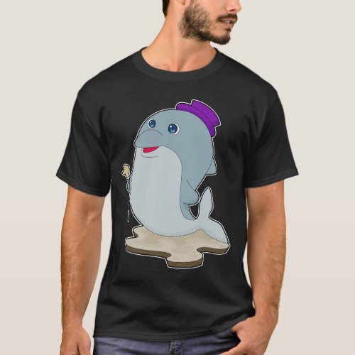 Dolphin Pensioner Walking stick T_Shirt