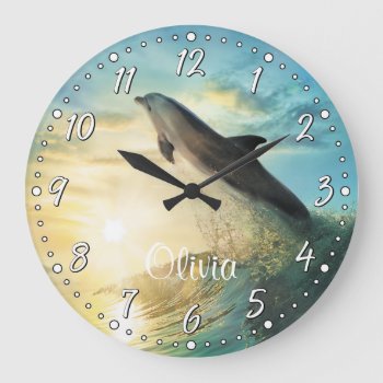 Dolphin Personalizable Wall Clock by NiceTiming at Zazzle