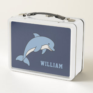 Dolphin Personalized Custom Name Back To School Metal Lunch Box