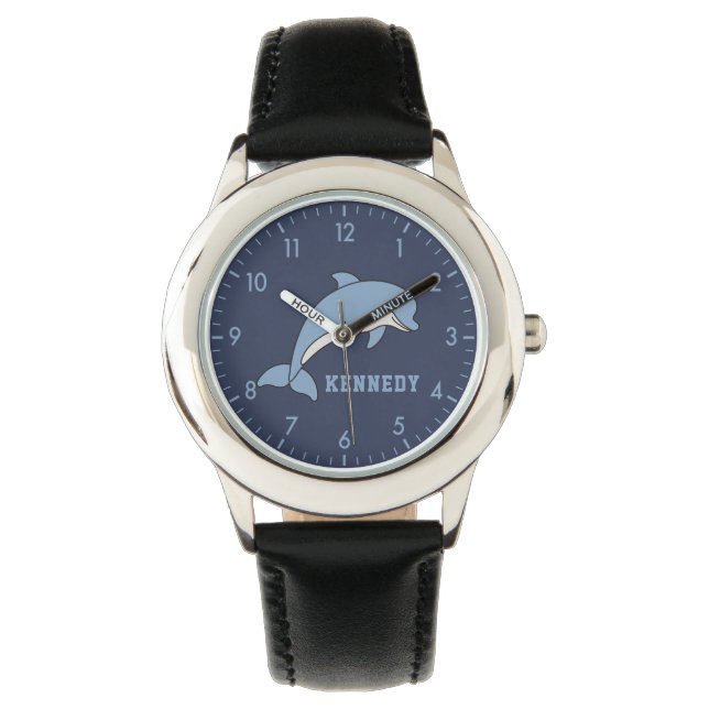 Dolphin Personalized Custom Name Back To School Watch (Front)