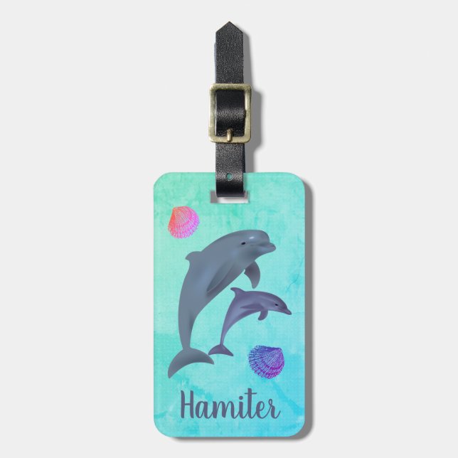 Dolphin Personalized Luggage Tag (Front Vertical)