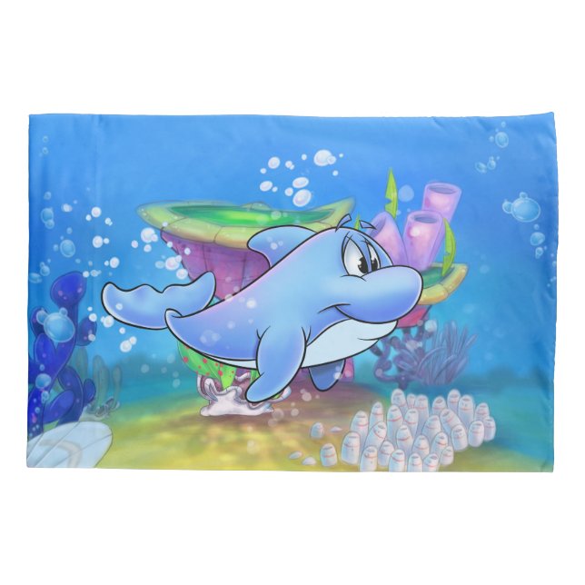 Dolphin pillowcase cartoon (Back)