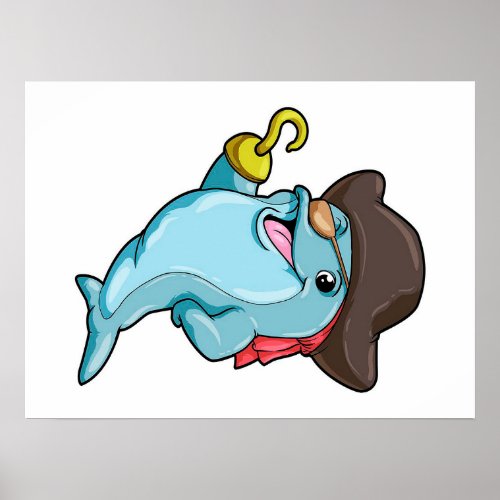 Dolphin Pirate Eye Patch Poster