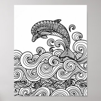 Dolphin Playing - Color Your Own Art Poster