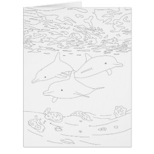 Dolphin Pod Adult Coloring Big Card