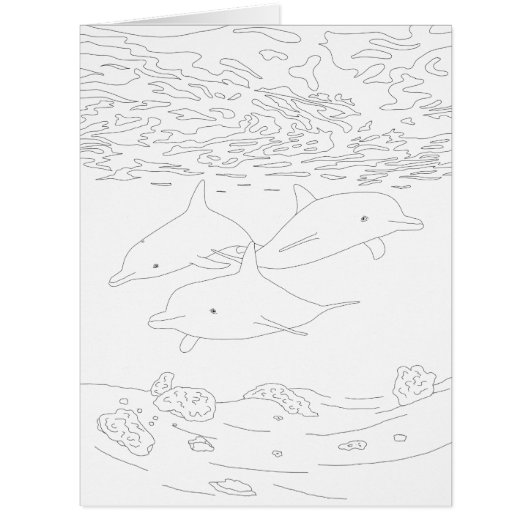 Dolphin Pod Adult Coloring Big Card (Front)