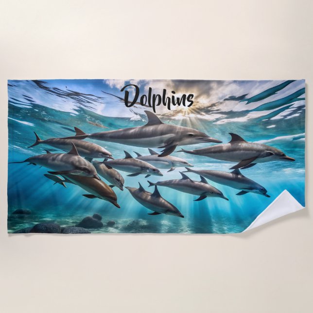 Dolphin Pods Beach Towel (Front)