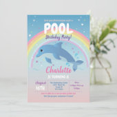 Dolphin Pool Party Birthday Beach Float Ocean Invitation (Standing Front)