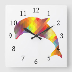 Dolphin Print 7 Square Wall Clock