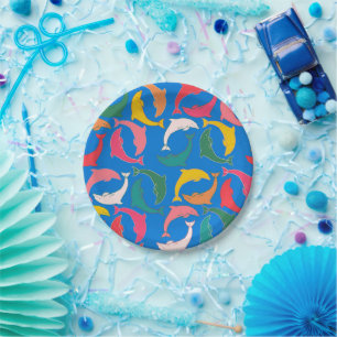 Dolphin Print Blue Paper Plates