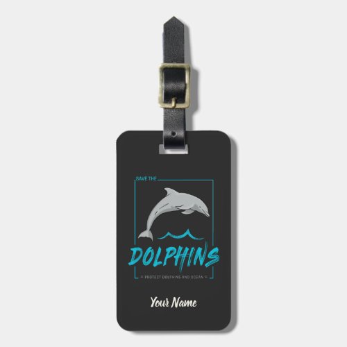 Dolphin Protect The Porpoise And Ocean Vintage Luggage Tag