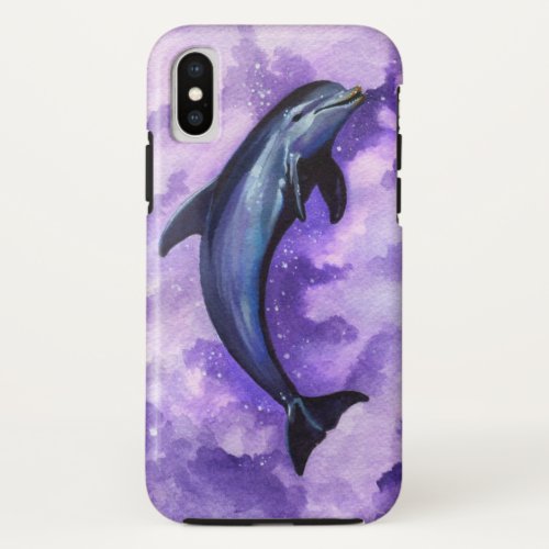 Dolphin purple skies waves iphone case