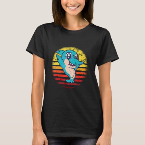 Dolphin Retro 70s Vintage Animal Silhouette Distre T_Shirt
