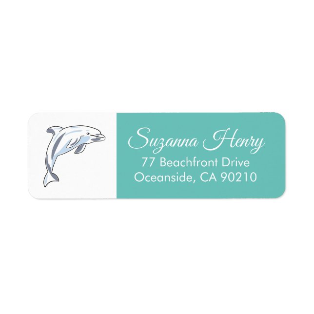 DOLPHIN Return address _elegant handwriting Label (Front)