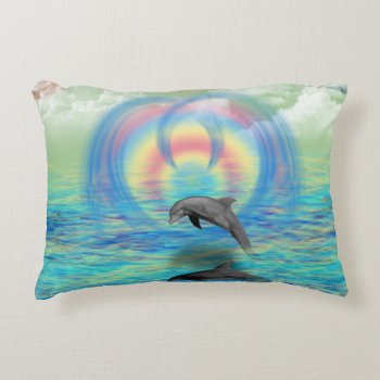 Dolphin Rising Accent Pillow by stellerangel at Zazzle