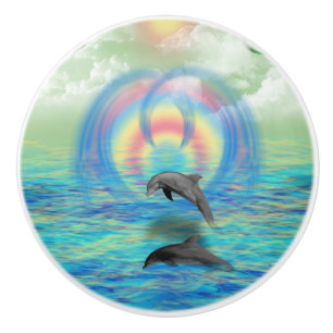 Dolphin Rising Ceramic Knob