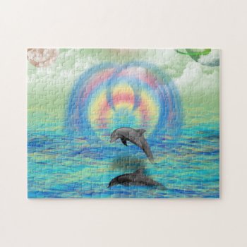 Dolphin Rising Jigsaw Puzzle by stellerangel at Zazzle