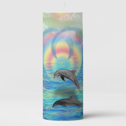 Dolphin Rising Pillar Candle