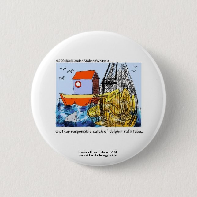 Dolphin Safe Tuba Funny Novelty Button (Front)