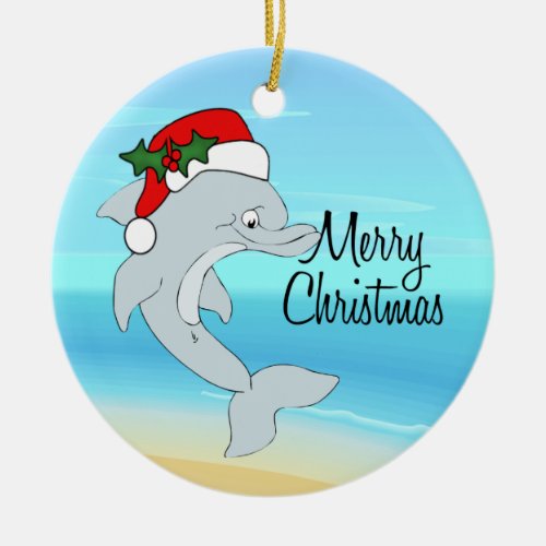 Dolphin Santa Tropical Christmas Ornament