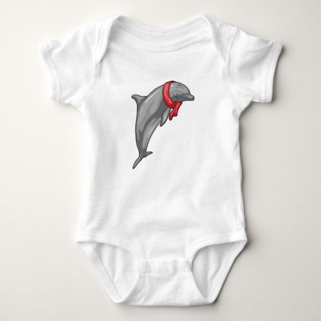 Dolphin Scarf Baby Bodysuit (Front)