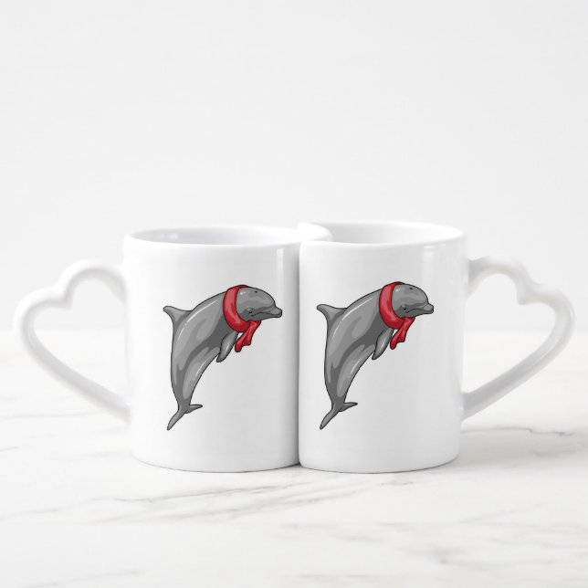 Dolphin Scarf Coffee Mug Set (Front Nesting)