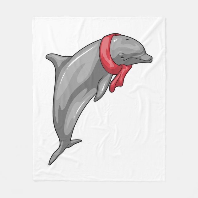 Dolphin Scarf Fleece Blanket (Front)
