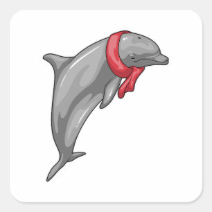 Dolphin Scarf Square Sticker