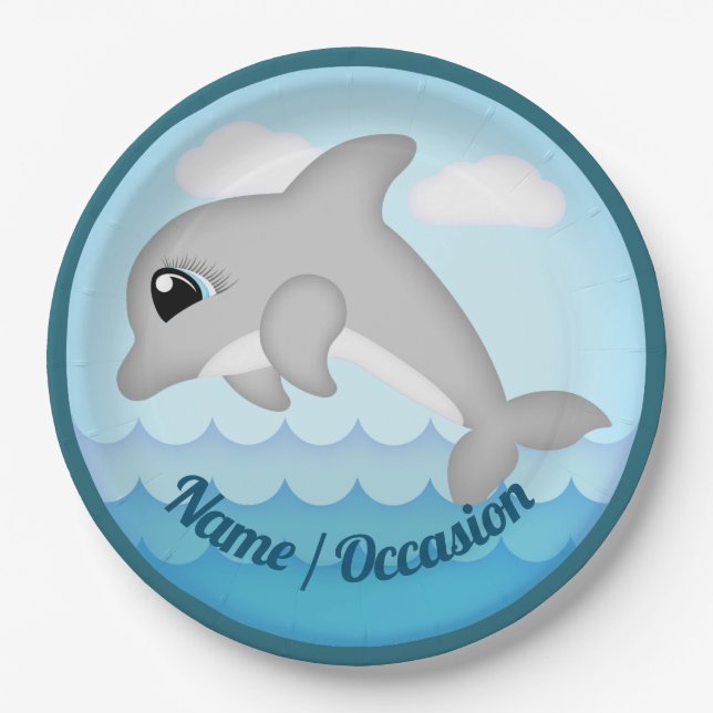 Dolphin, Sea Animals, Sealife Party Plates (Front)