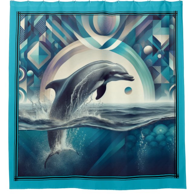 Dolphin shower curtain. shower curtain (Front)