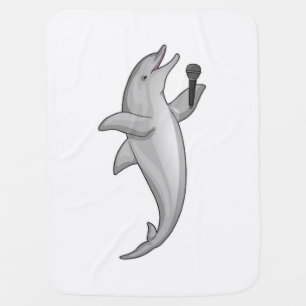 Dolphin Singer Microphone Baby Blanket