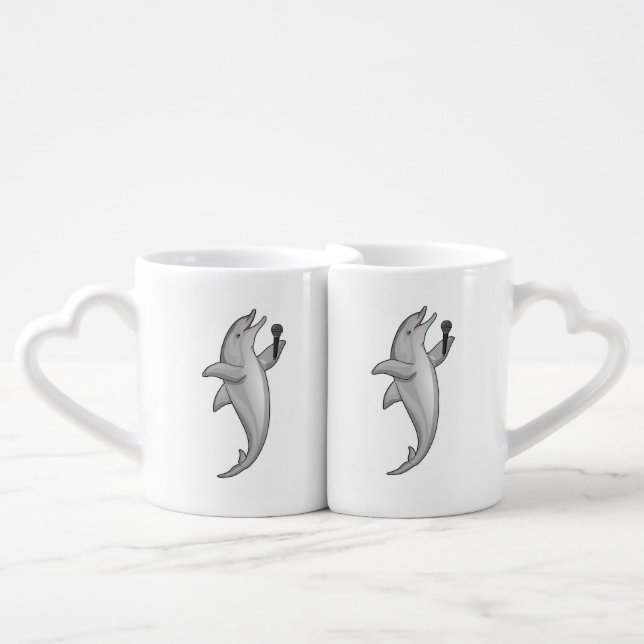 Dolphin Singer Microphone Coffee Mug Set (Front Nesting)