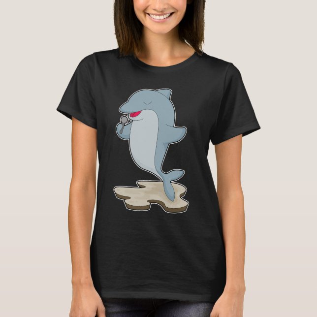 Dolphin Singer Microphone Music T-Shirt (Front)