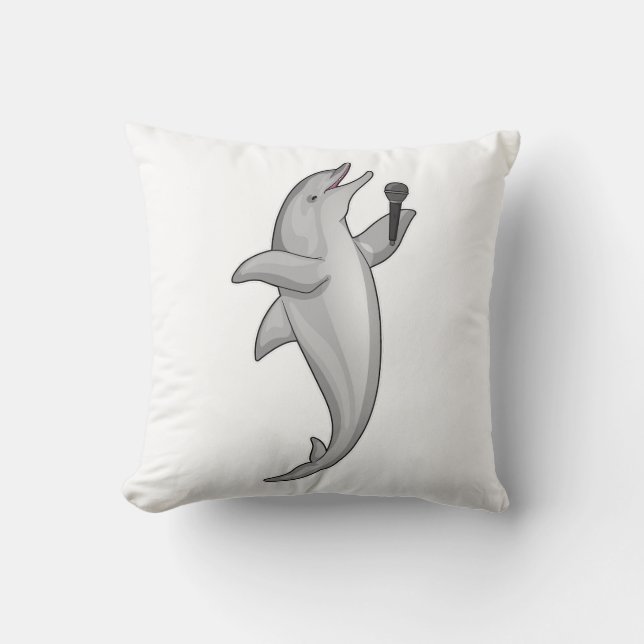 Dolphin Singer Microphone Throw Pillow (Front)