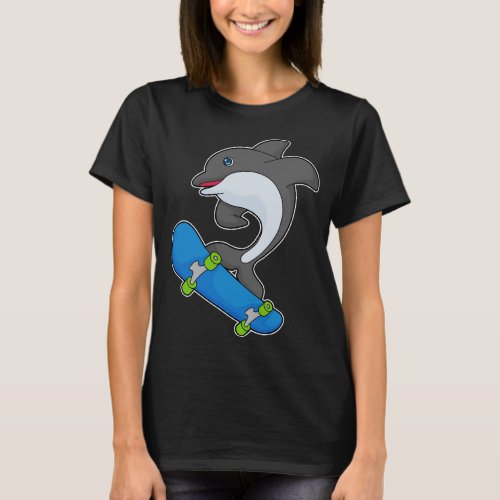 Dolphin Skater Skateboard T_Shirt