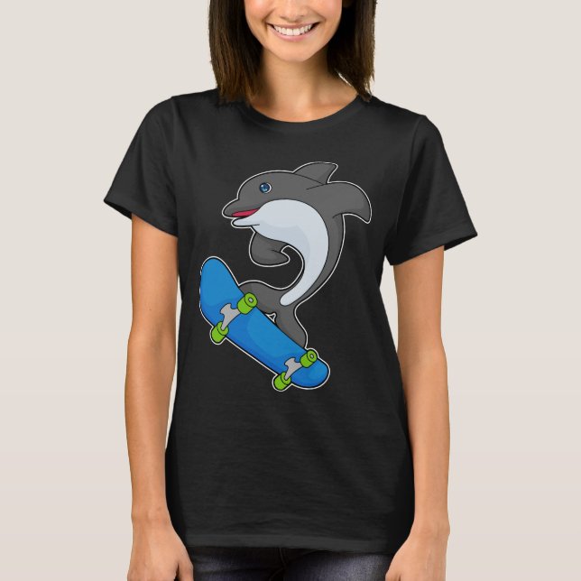 Dolphin Skater Skateboard T-Shirt (Front)