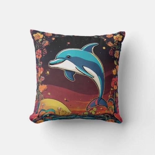 Dolphin smile  throw pillow