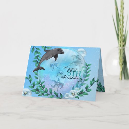Dolphin Snow Globe Birthday Card