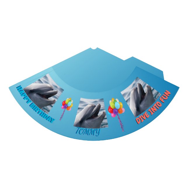 Dolphin Splash Birthday Party Hat (Front)