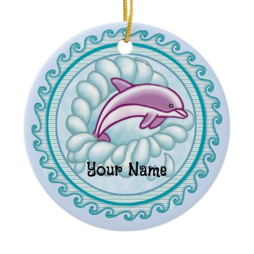 Dolphin Splash   Ceramic Ornament