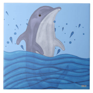 Dolphin Splash Ceramic Tile