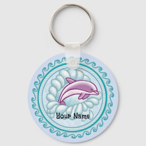 Dolphin Splash  custom name Keychain